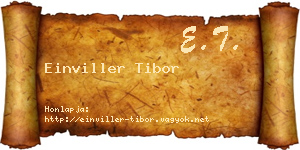 Einviller Tibor névjegykártya